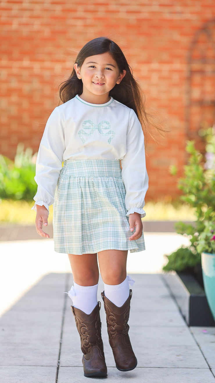 Ami Top in Ivory Pique (#40) with Green Poly Cord (#62)