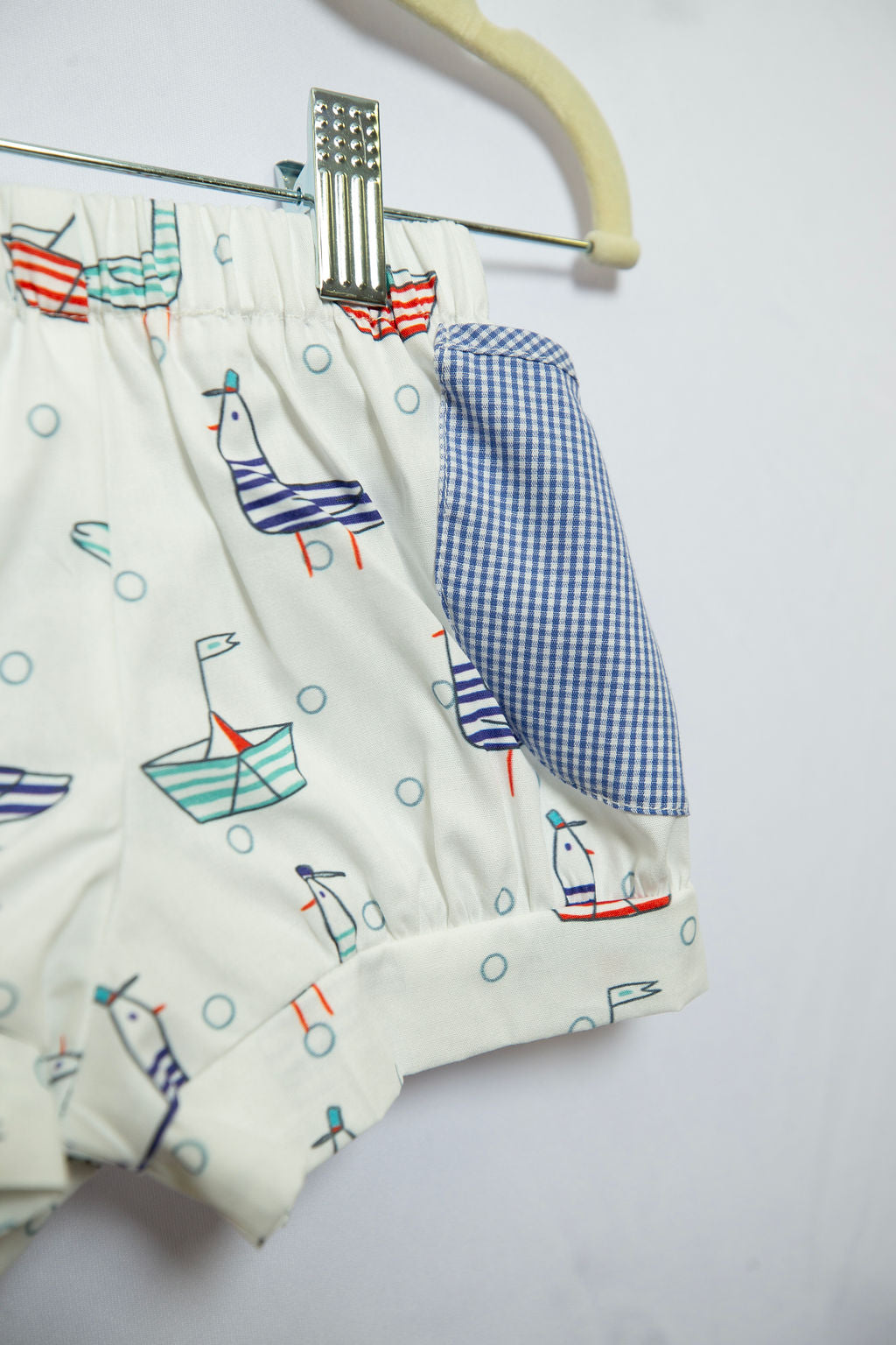 Banded Pocket Short in Birds Boats, SIZE 18M – Mary Grace Fine
