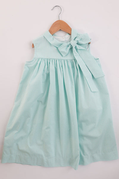 Olivia Dress in Mint Check Seersucker (#1), Size 7