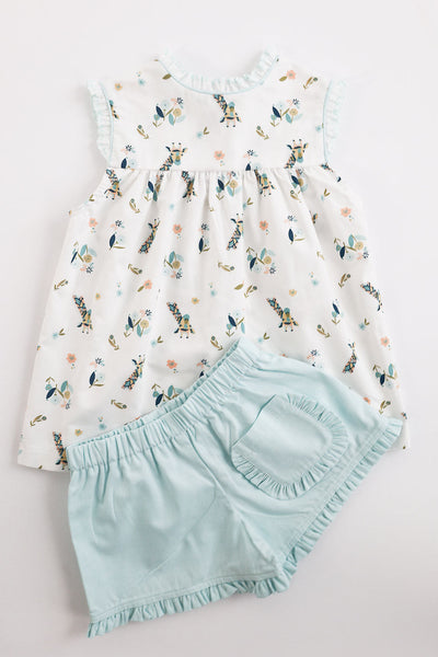 Ruffle Short in Aqua Chambray (#41), Size 6