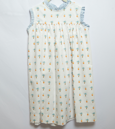 Katherine Dress in Blue Palm, SIZE 7