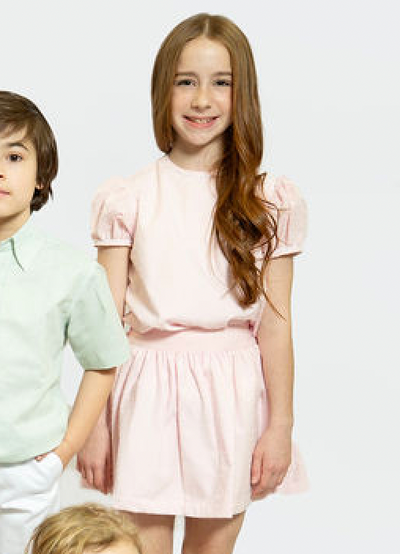 Ami Top in Pink Plumetti, LINED, SIZE 8