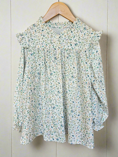 Alexandra Top in Aqua Floral, SIZE 8