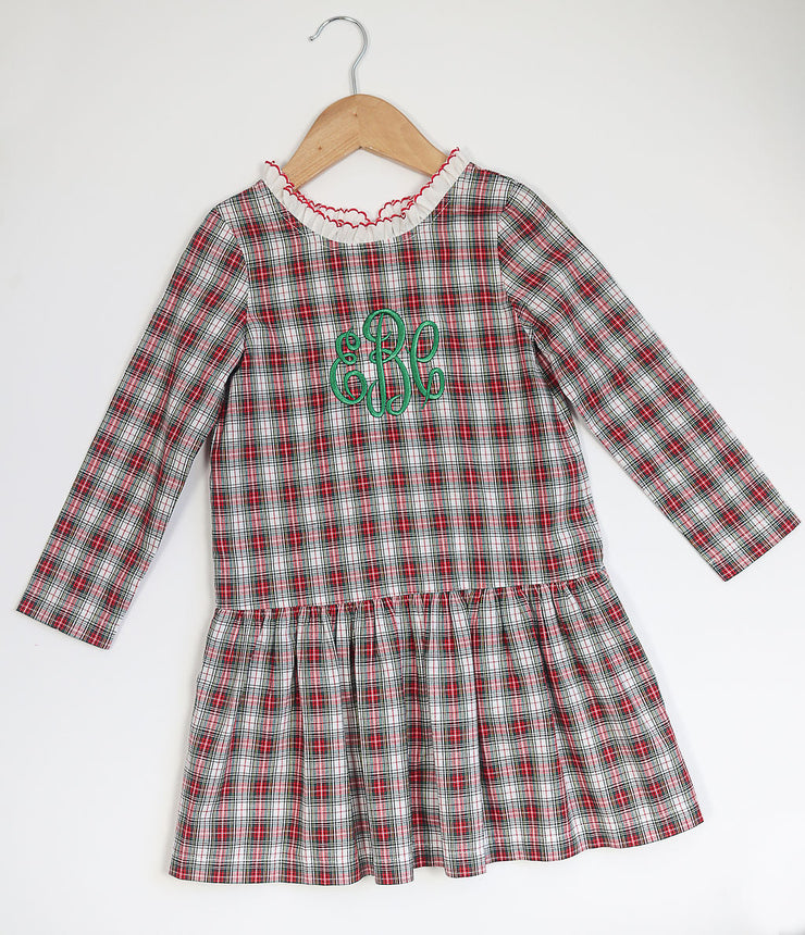 Drop Waist Dress in Red Tartan, SIZE 5 ***NO EMBROIDERY***