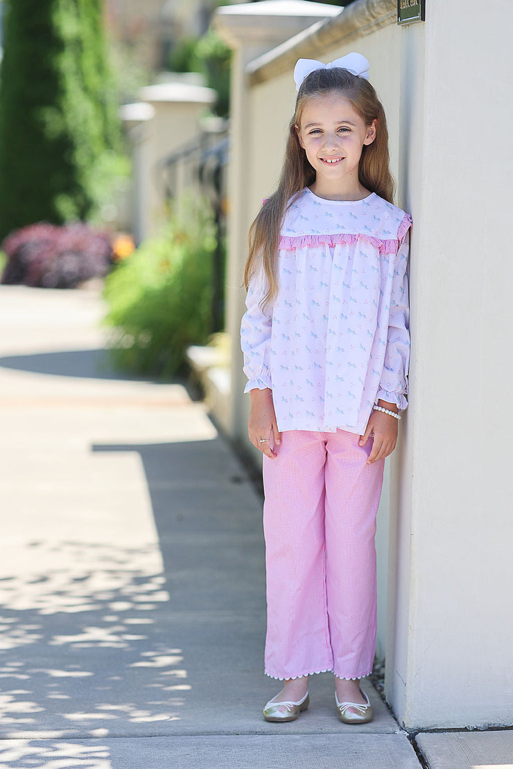 Chloe Pant in Hot Pink Gingham, SIZE 6