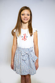 Betty Bow Skirt in Red/Blue Floral (#53)