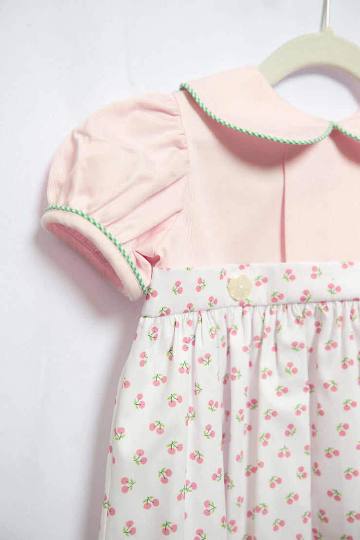 Avery Dress in Pink Cherry (#80) with Pink Pique (#33) and Green Gingham (#7)