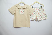 Tyler Pocket Top in Khaki Gingham (#12) with Dinos (#77) and Celery Gingham (#14)