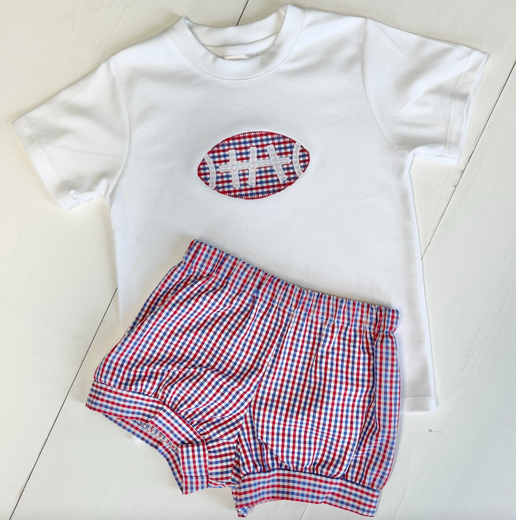 Boy Pima Tee with Football Applique (Pre-Order)